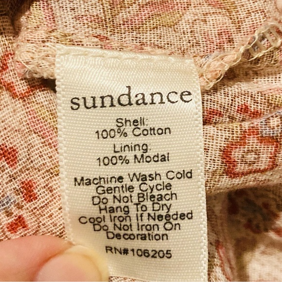 Sundance orange & brown floral print lace trim asymmetric flounce maxi dress. S - Picture 8 of 8